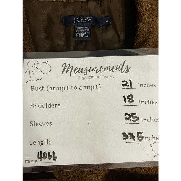 J.Crew Button Down 100% Brown Leather Suede Coat Jacket Size Large #4066 - Picture 12 of 13